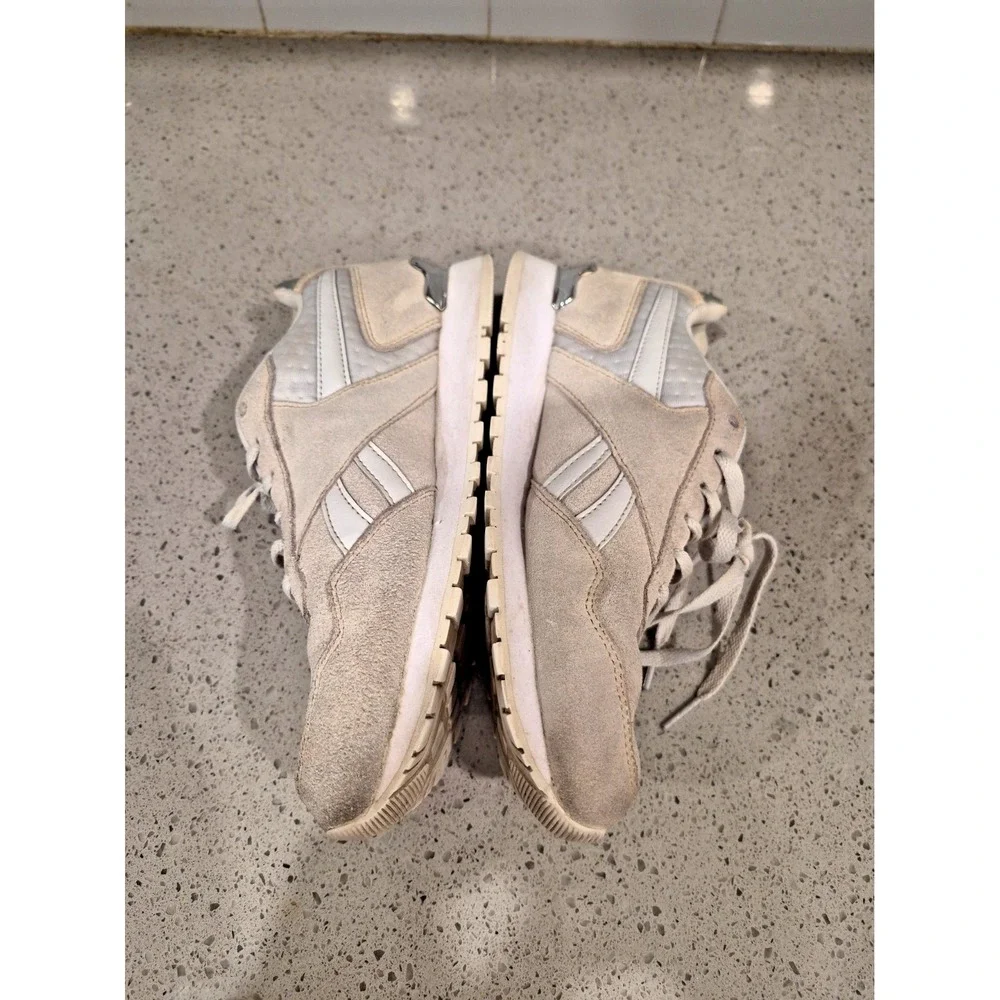 Reebok Womens Harman Classic Sneakers Off White Silver Leather Sz 6.5